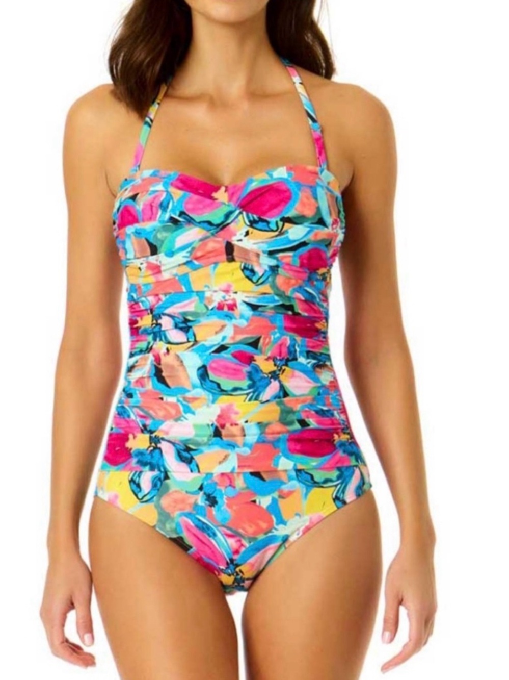 Anne Cole Colorful Floral One-Piece Swimsuit - Multicolor Sz 10